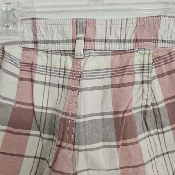 St. Johns Bay Women's Size 6 Bermuda Shorts Plaid Pink Tan Brown Pockets - Picture 6 of 11